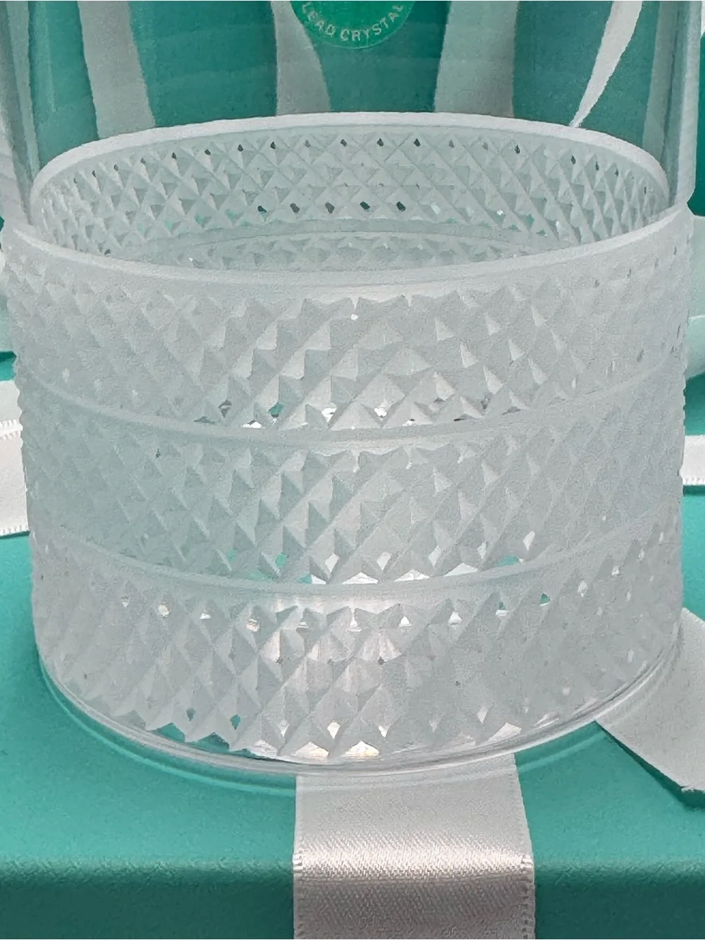 NEW - Tiffany & Co. Diamond Point Lead Crystal Glass Double Old Fashioned 4”